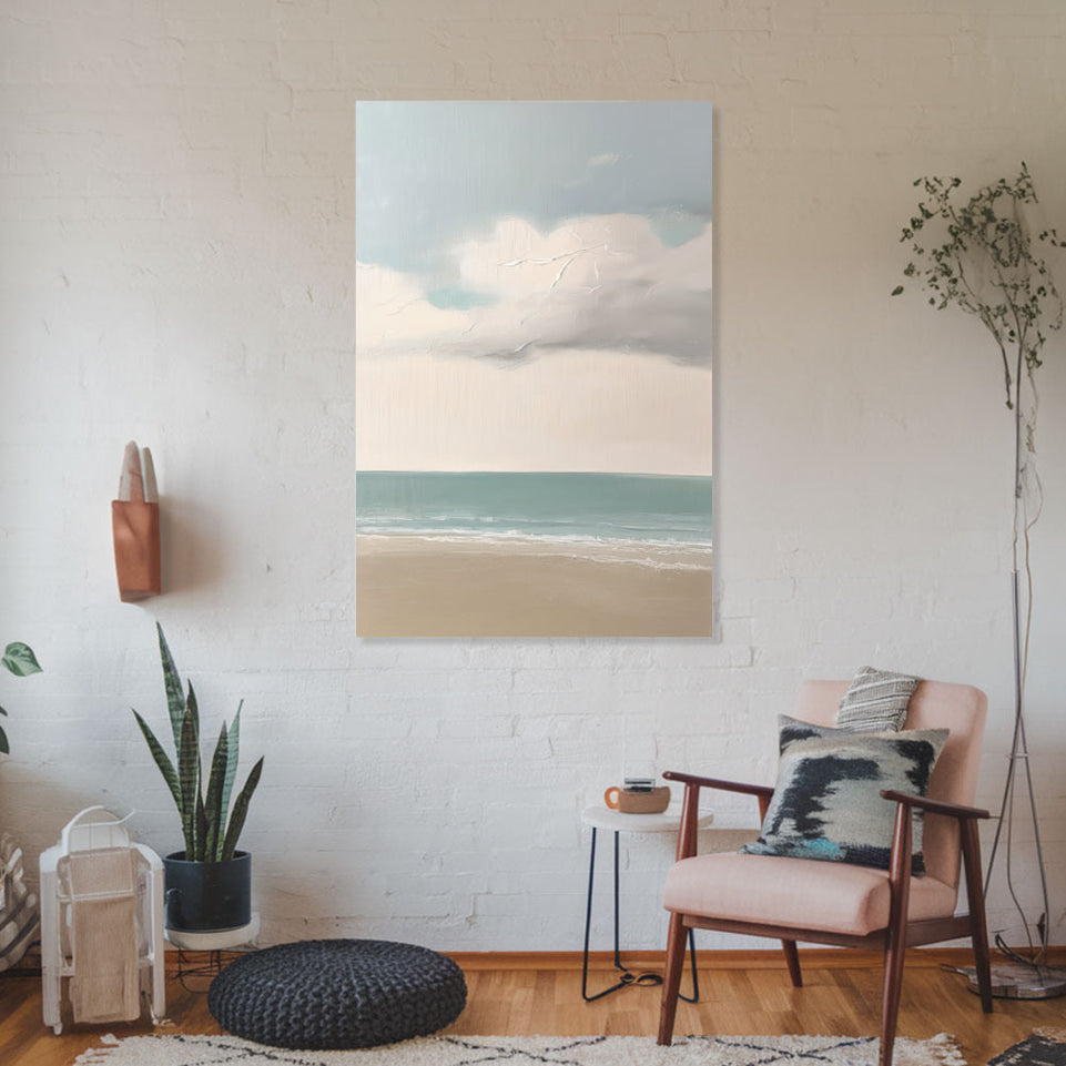 Seaside Serenity Beach Landscape Art for Home Decor June Wall Art