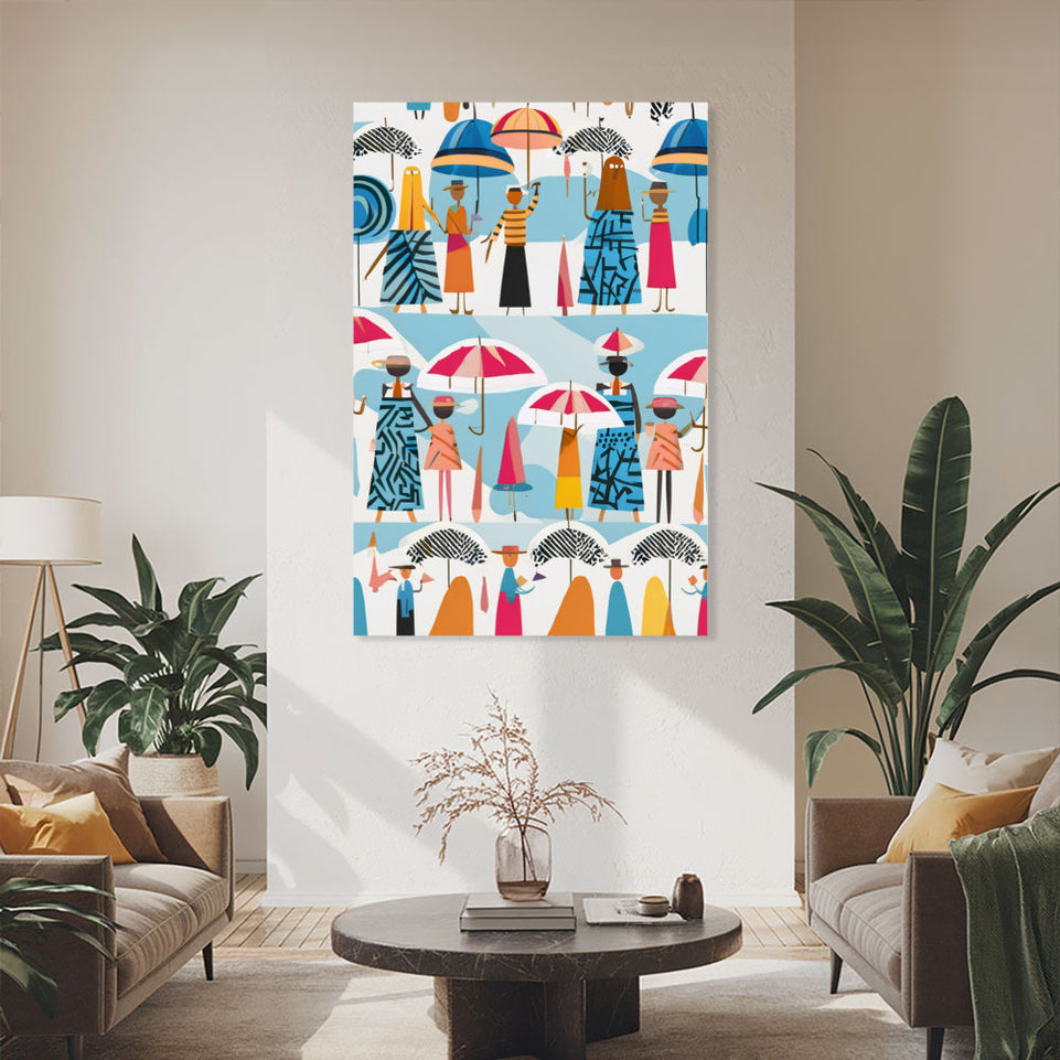 Rainy Day Parade Modern Art for Home Decor, Wall Art, Nursery Decor, Kids Room, Playroom Decor June Wall Art