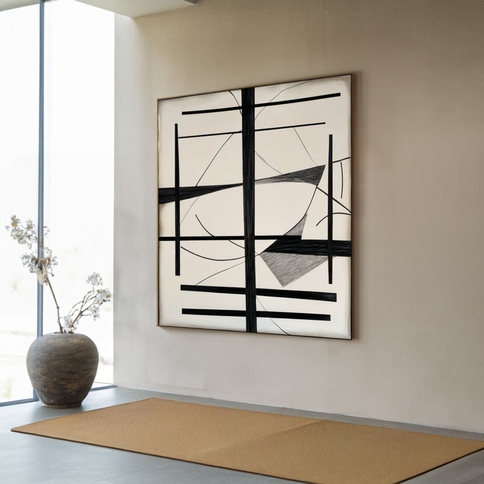 Abstract Geometric Harmony I Framed Canvas Art for Home Decor June Wall Art