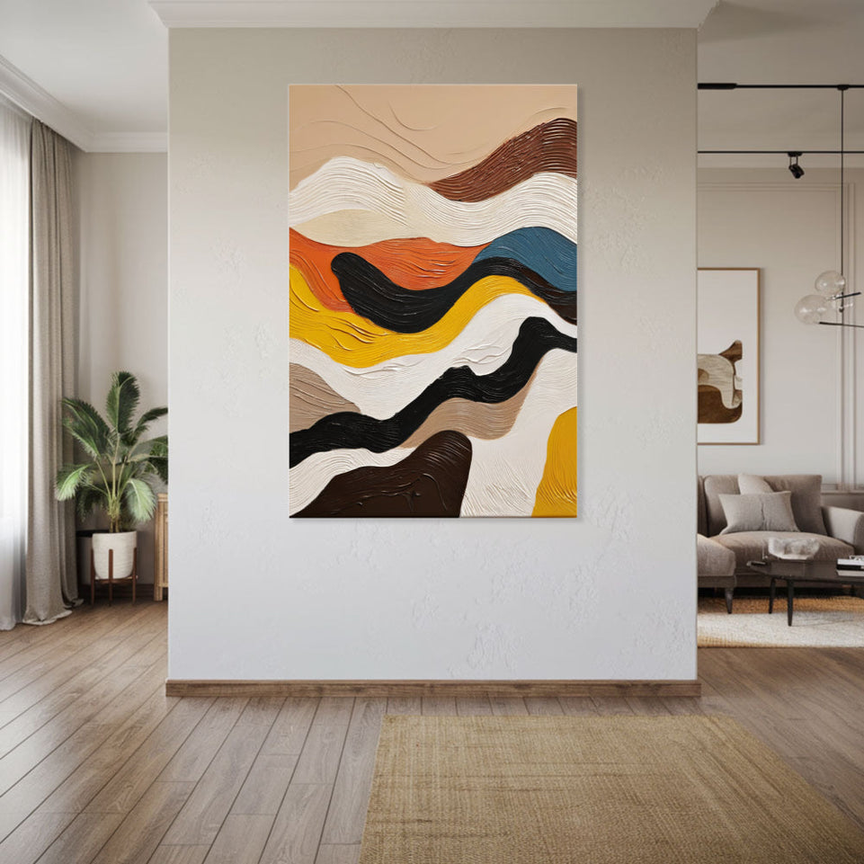 Abstract Waves of Serenity I Hand-Painted Canvas Art June Wall Art