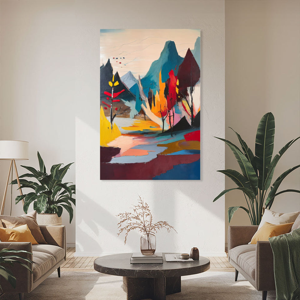 Autumn Reflections in the Mountains Landscape Art for Home Decor June Wall Art