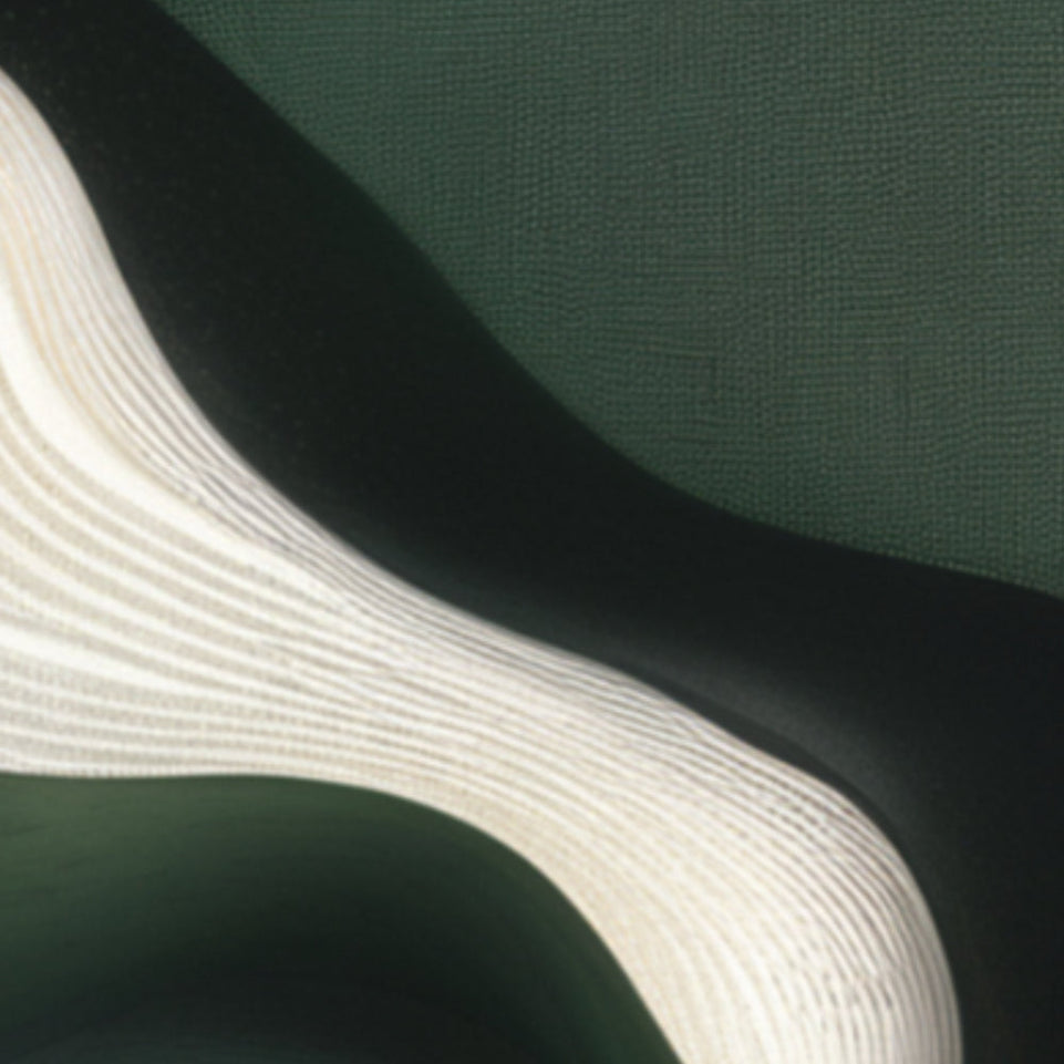 Abstract Waves in Emerald Green and White Canvas Art June Wall Art