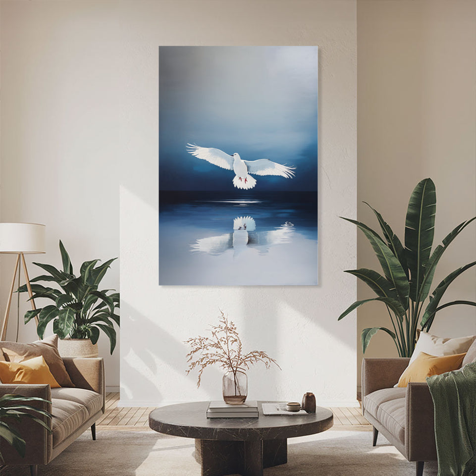 White Dove in Flight Modern Art Wall Decor June Wall Art