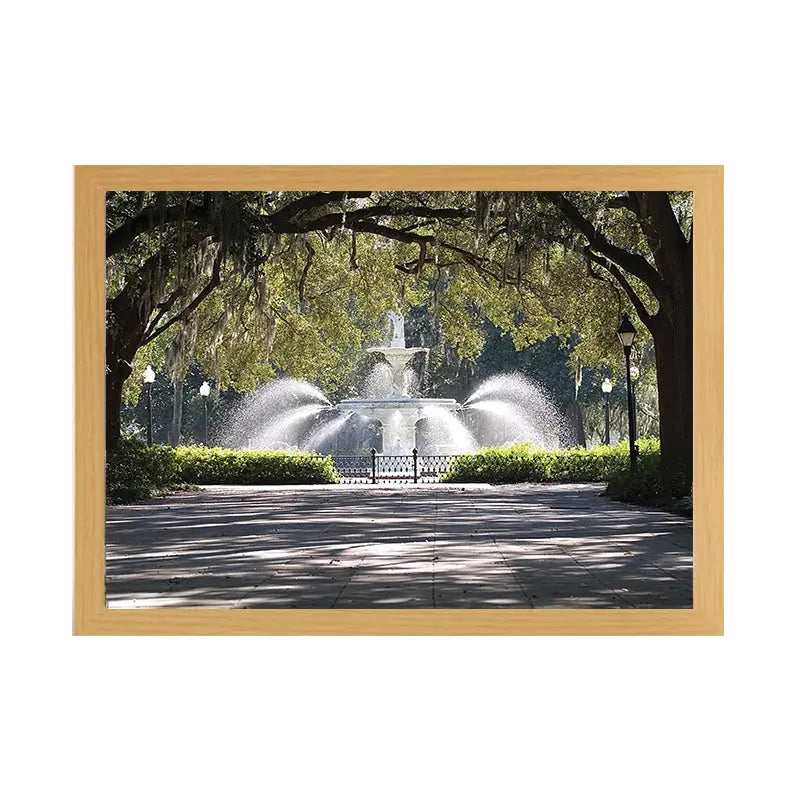 Savannah Fountain Light Up Painting – Scenic Framed Wall Art for Elegant Home Decor June Wall Art