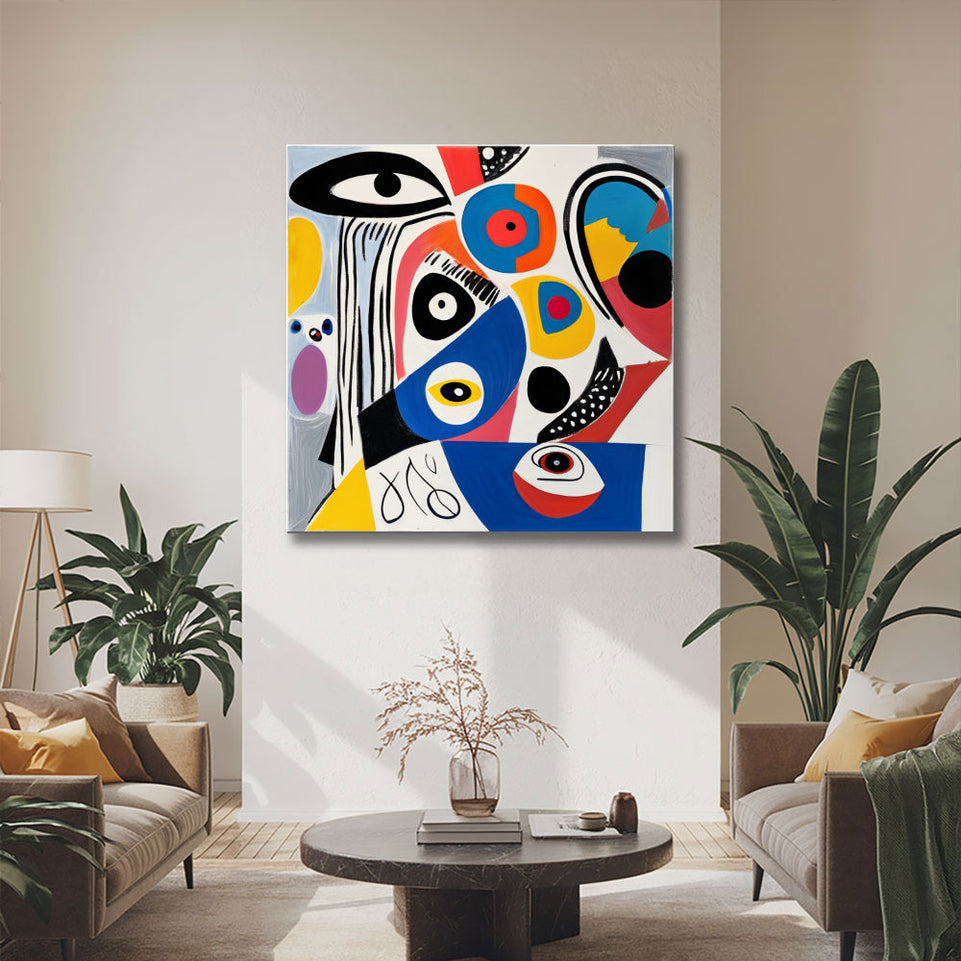 Colorful Abstract Faces Canvas Art June Wall Art