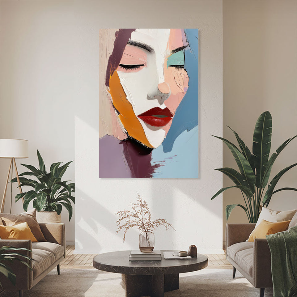 Modern Abstract Face Art Canvas Wall Art for Home Decor June Wall Art