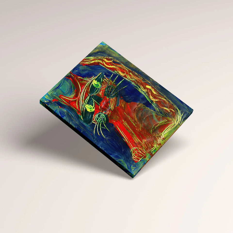Flame Cat - Handcrafted Textured Art Print | Modern Animal Artwork in Vibrant color June Wall Art