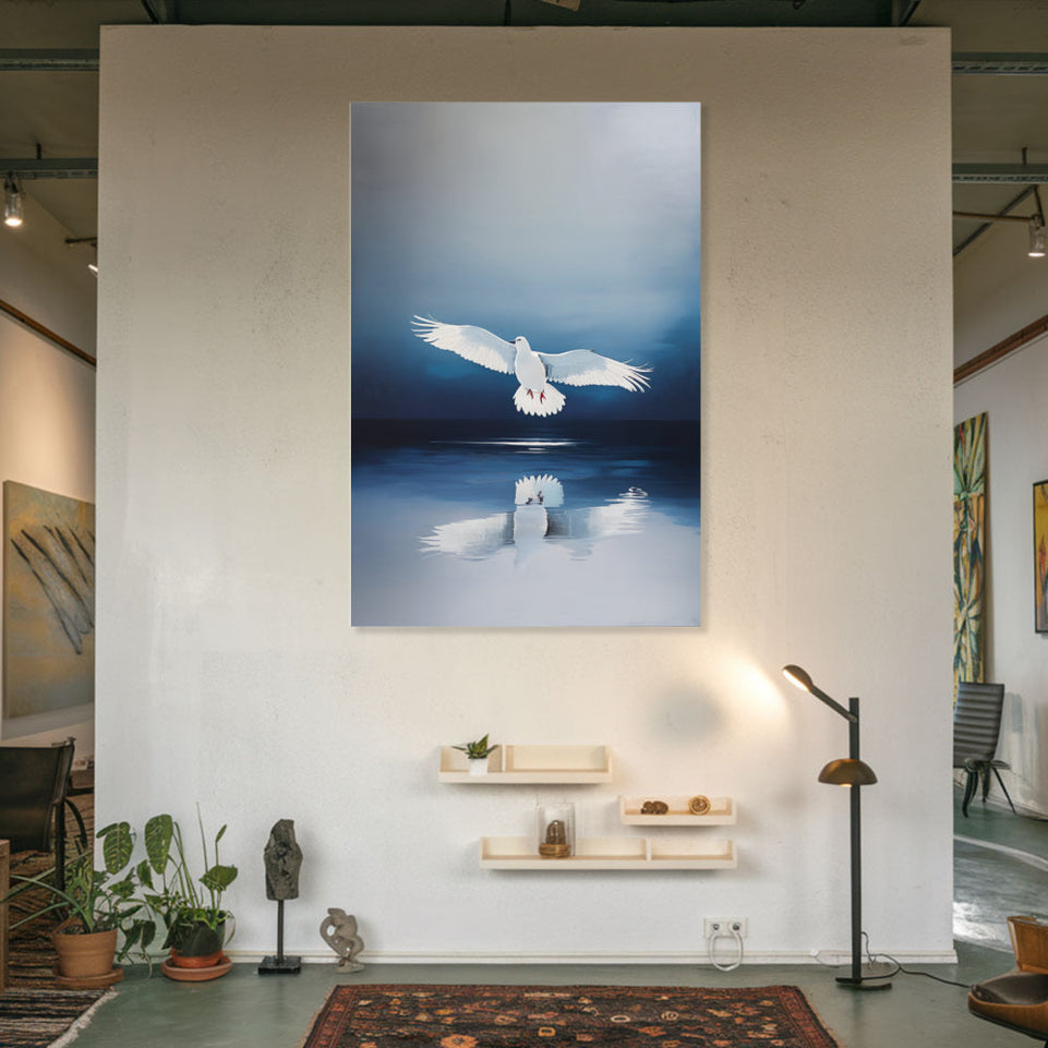 White Dove in Flight Modern Art Wall Decor June Wall Art