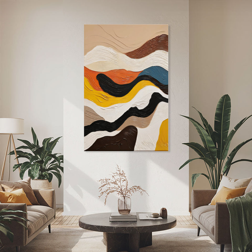 Abstract Waves of Serenity I Hand-Painted Canvas Art June Wall Art