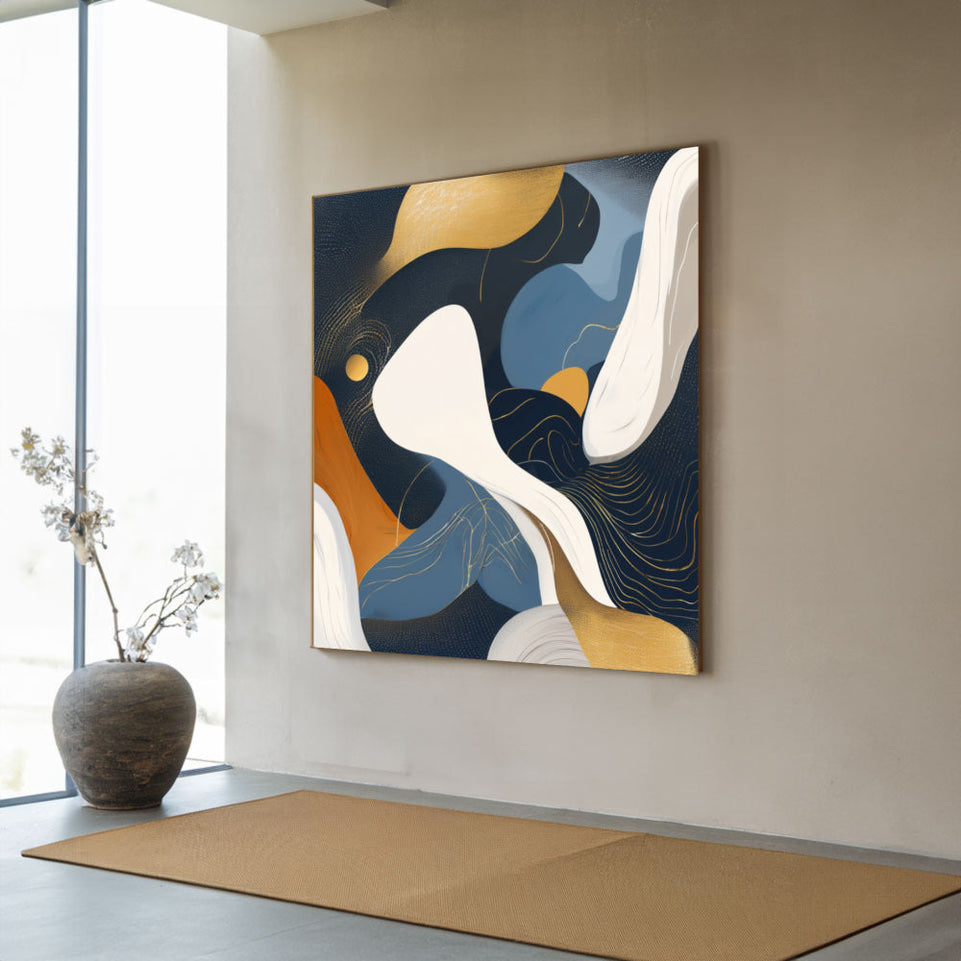 Golden Whispers I Abstract Canvas Art for Home Decor June Wall Art