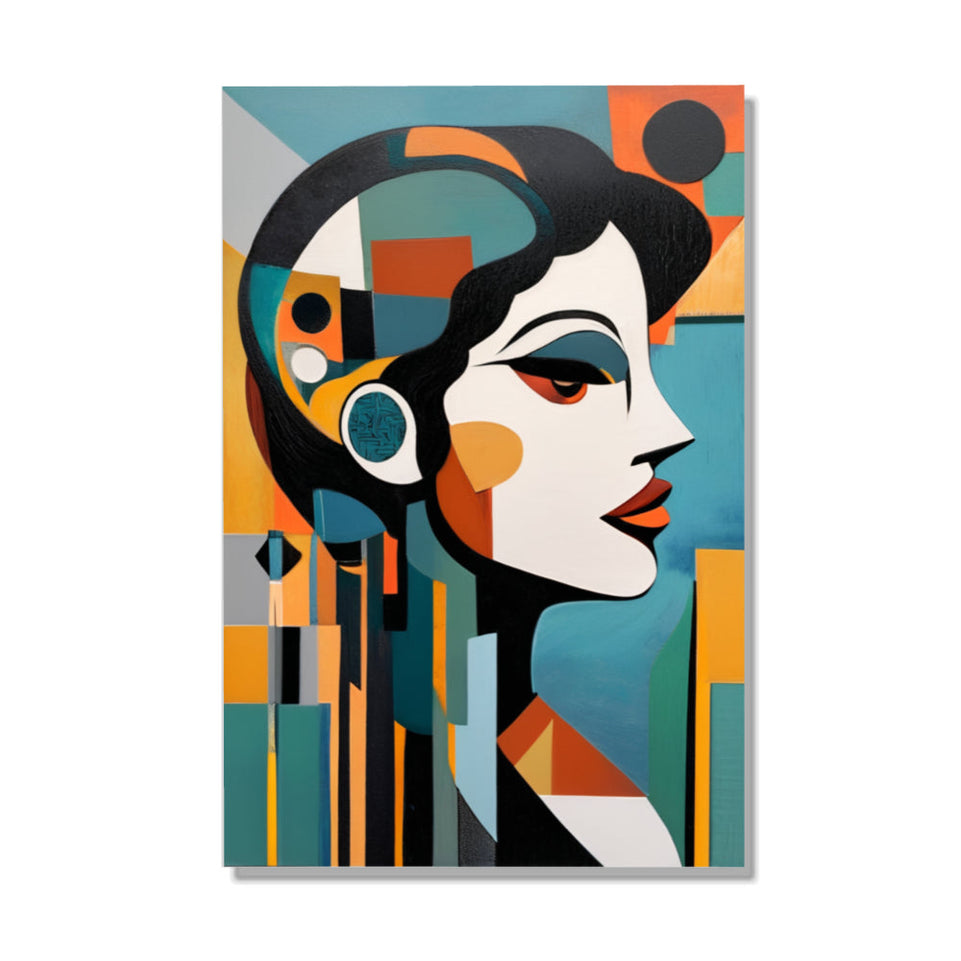 Modern Abstract Art Deco Woman Portrait Canvas Wall Art Home Decor June Wall Art
