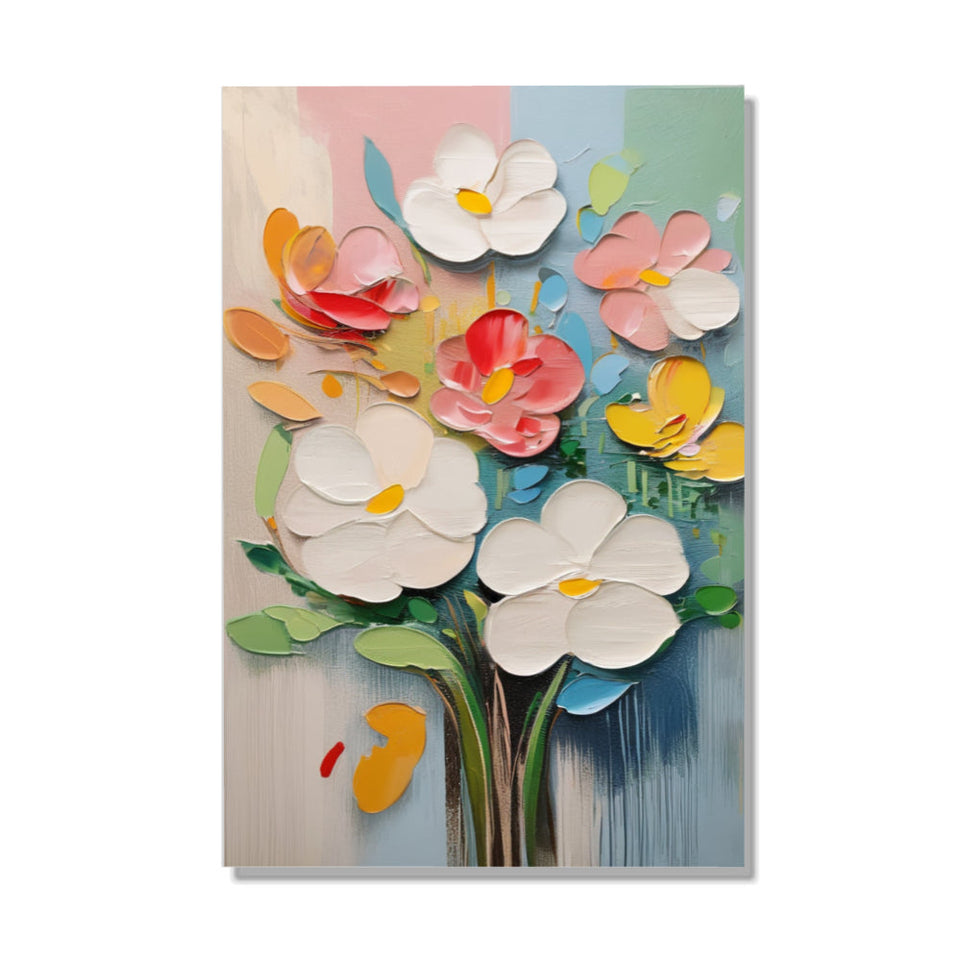 Spring Blossoms Hand-Painted Canvas Art Modern Abstract Floral Wall Decor June Wall Art