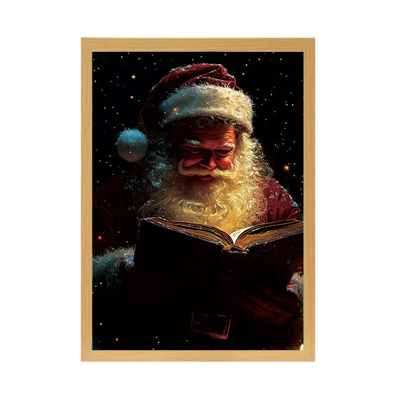 Magical Santa Reading: Festive Light-Up Christmas Wall Art for Holiday Decor June Wall Art