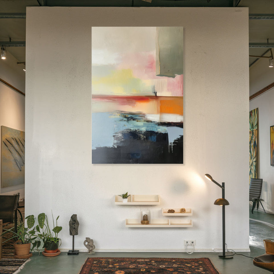 Abstract Sunset Reflections I Vibrant Canvas Art June Wall Art