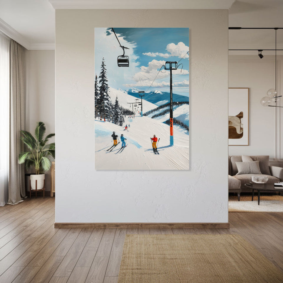 Winter Ski Slope Adventure Perfect for Home Decor and Gift Ideas June Wall Art
