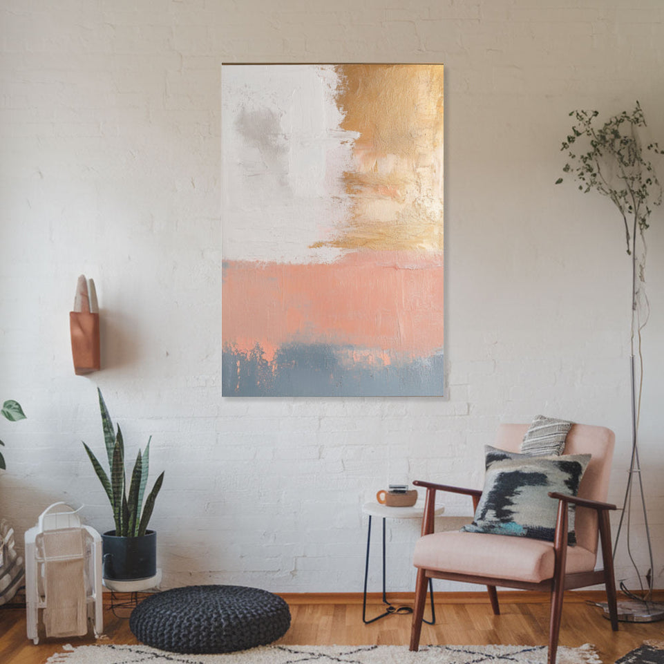Golden Sunset Abstract Art Canvas Wall Decor June Wall Art