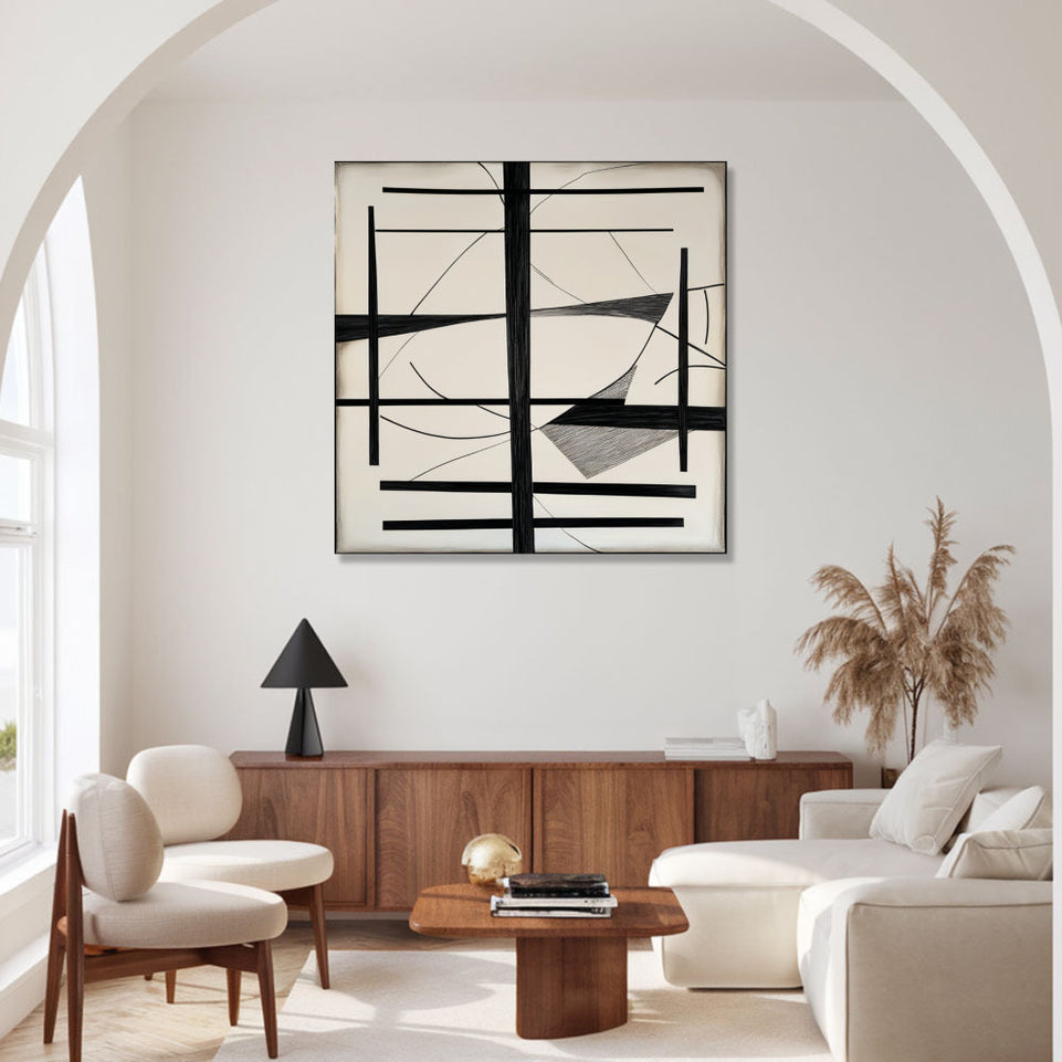 Abstract Geometric Harmony I Framed Canvas Art for Home Decor June Wall Art