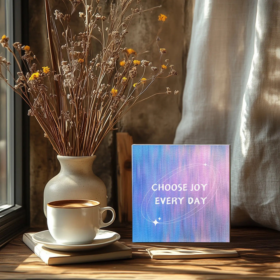 Choose Joy Every Day Motivational Quote Canvas Print - Positive Inspirational Wall Art for Home and Office Decor June Wall Art