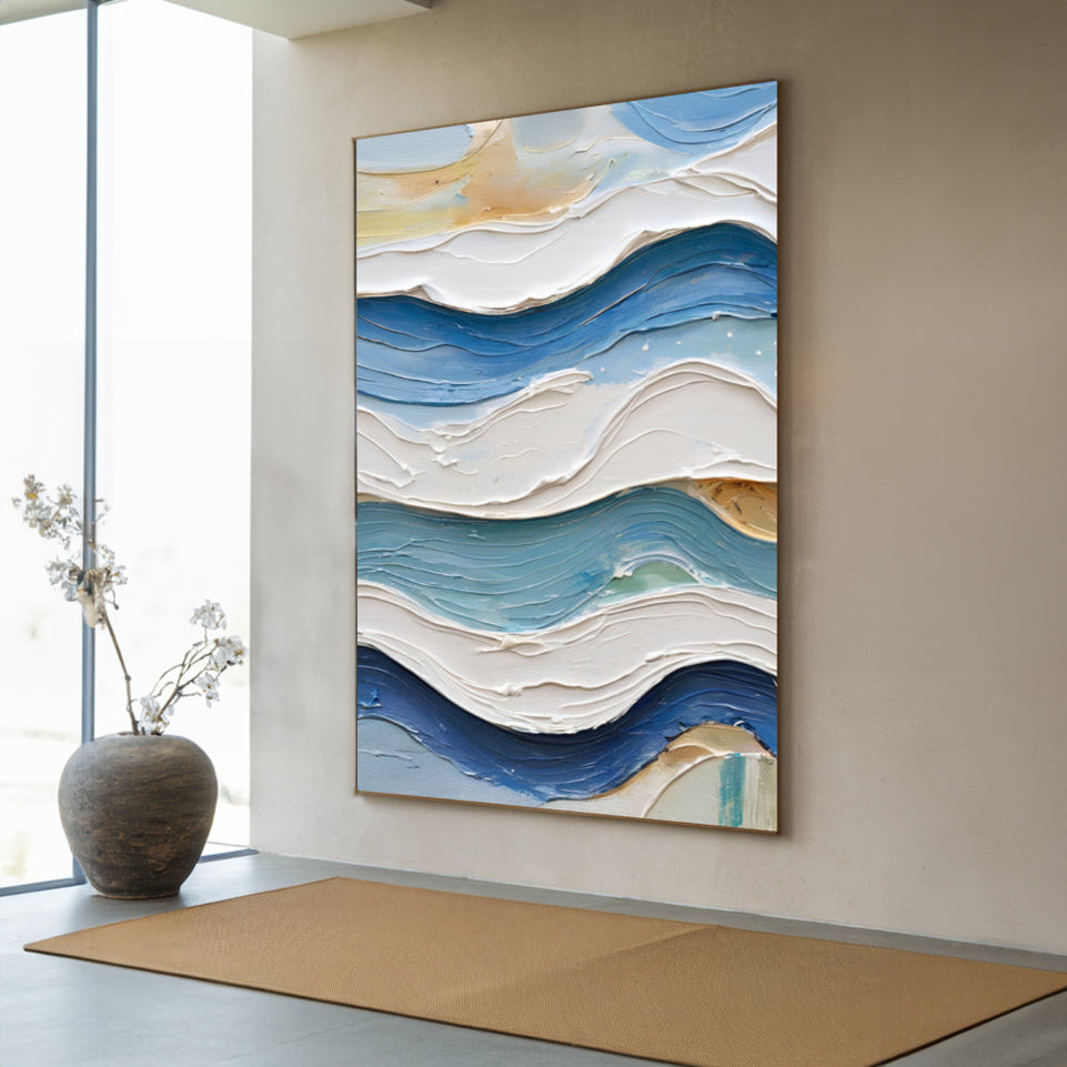 Serenity Waves Abstract Canvas Art June Wall Art