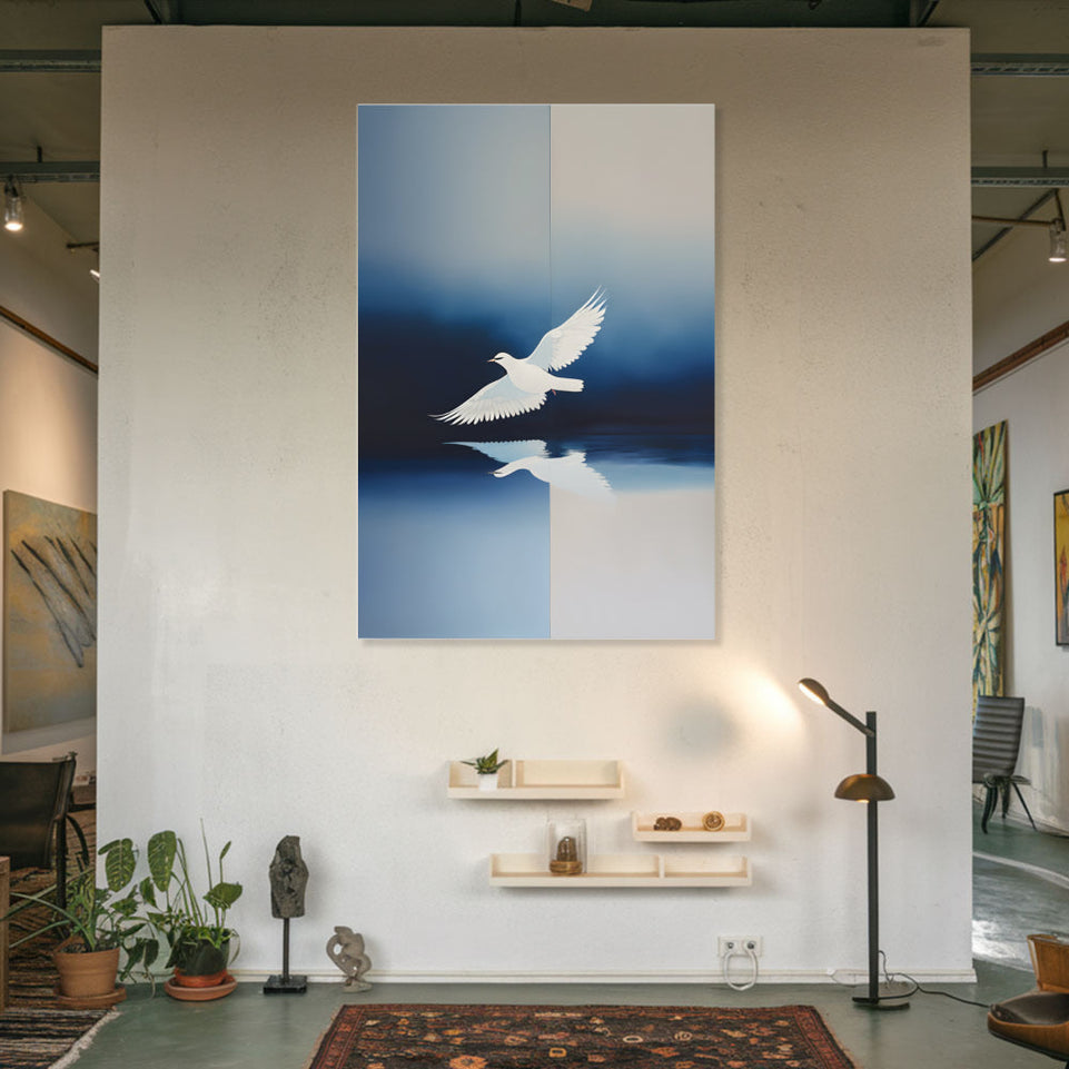 White Dove in Flight Modern Art for Home Decor June Wall Art
