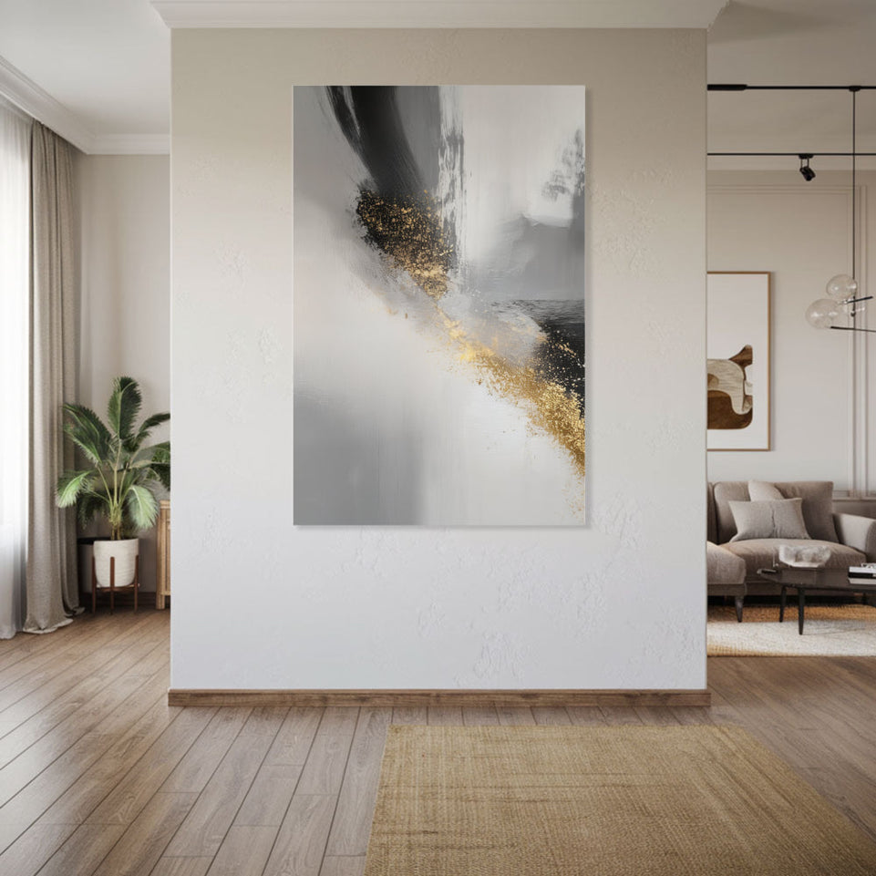 Golden Whisper of the Abyss I Abstract Wall Art June Wall Art