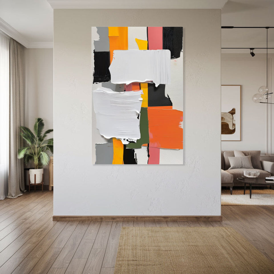 Modern Abstract Art Hand-Painted Canvas Art Vibrant Colors Home Decor June Wall Art