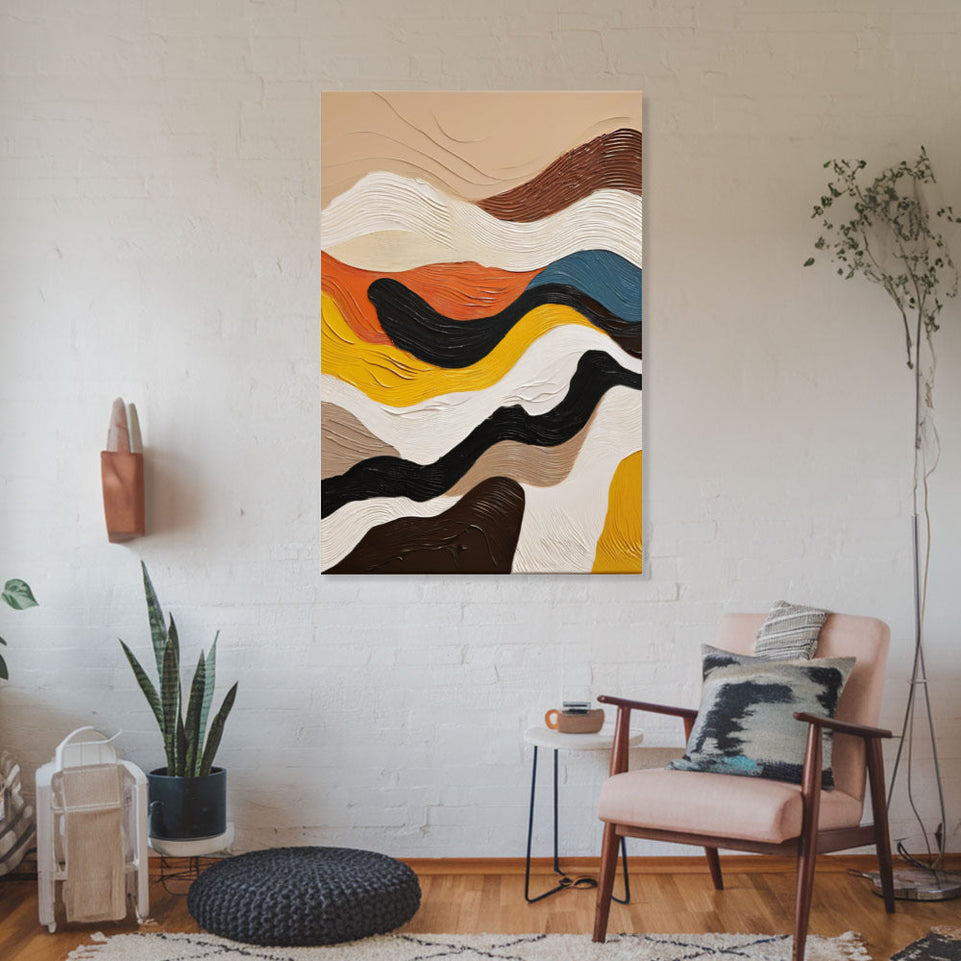 Abstract Waves of Serenity I Hand-Painted Canvas Art June Wall Art