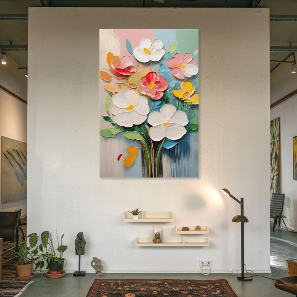 Spring Blossoms Hand-Painted Canvas Art Modern Abstract Floral Wall Decor June Wall Art