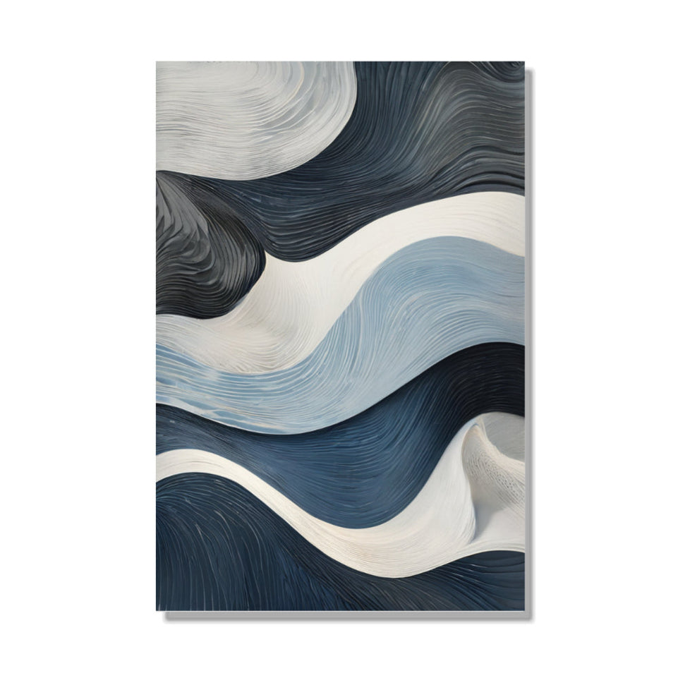 Blue Waves Abstract Canvas Art June Wall Art