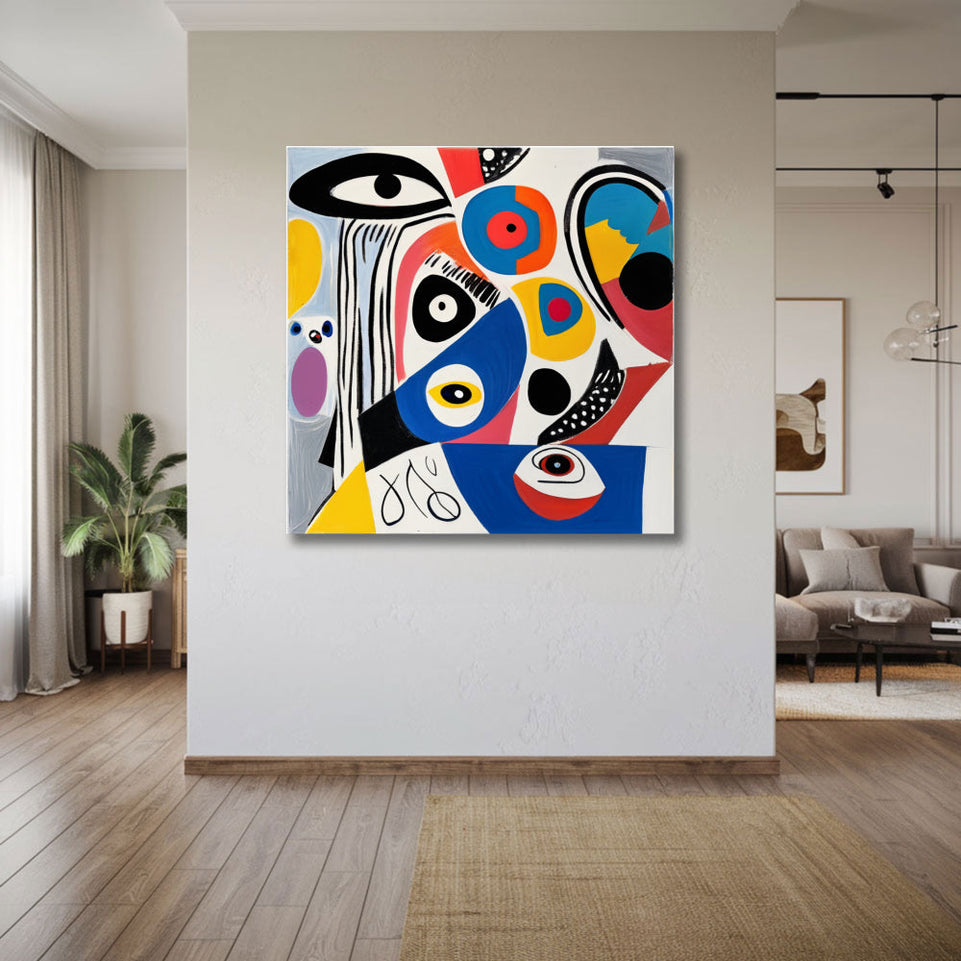 Colorful Abstract Faces Canvas Art June Wall Art