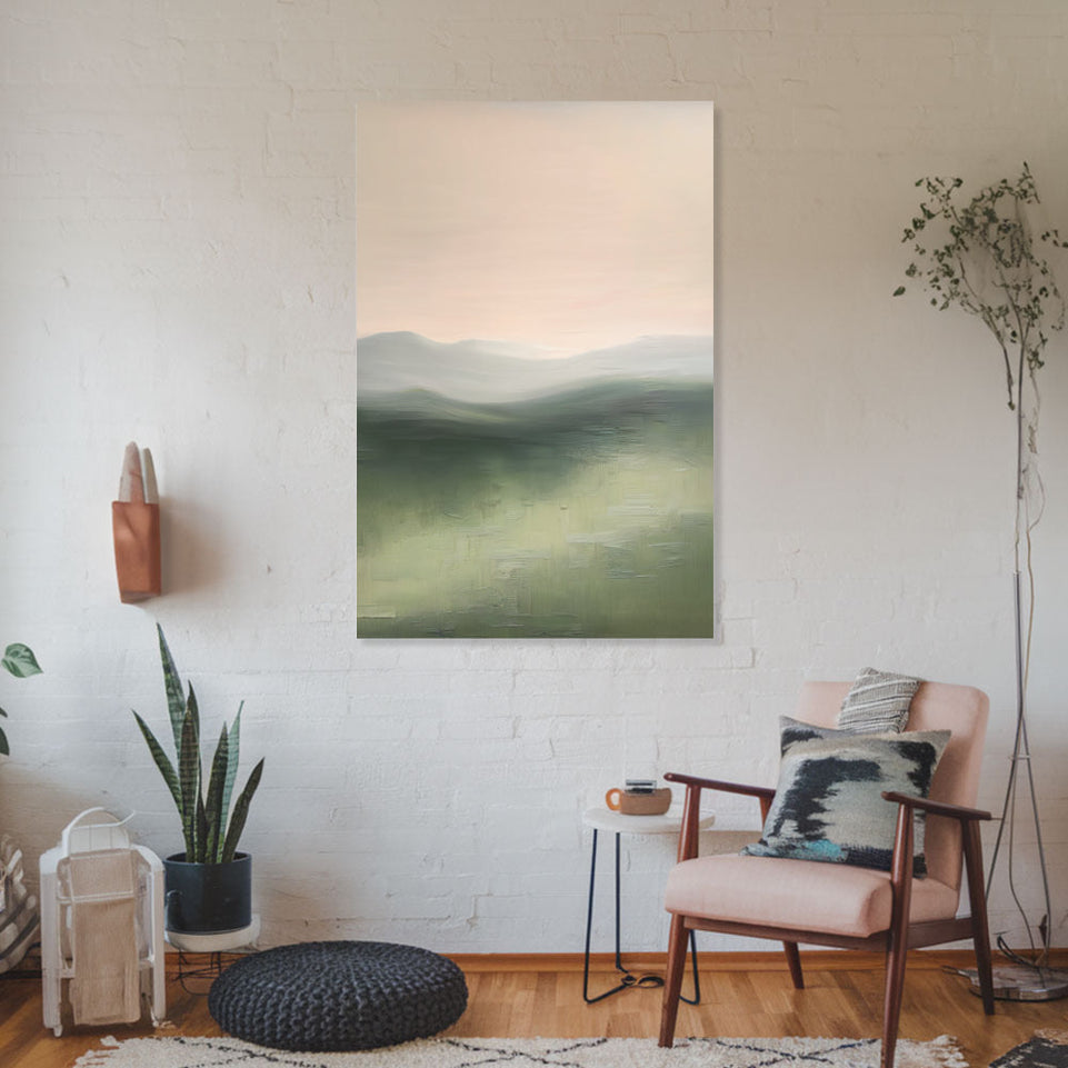 Misty Mountains Abstract Landscape Art June Wall Art