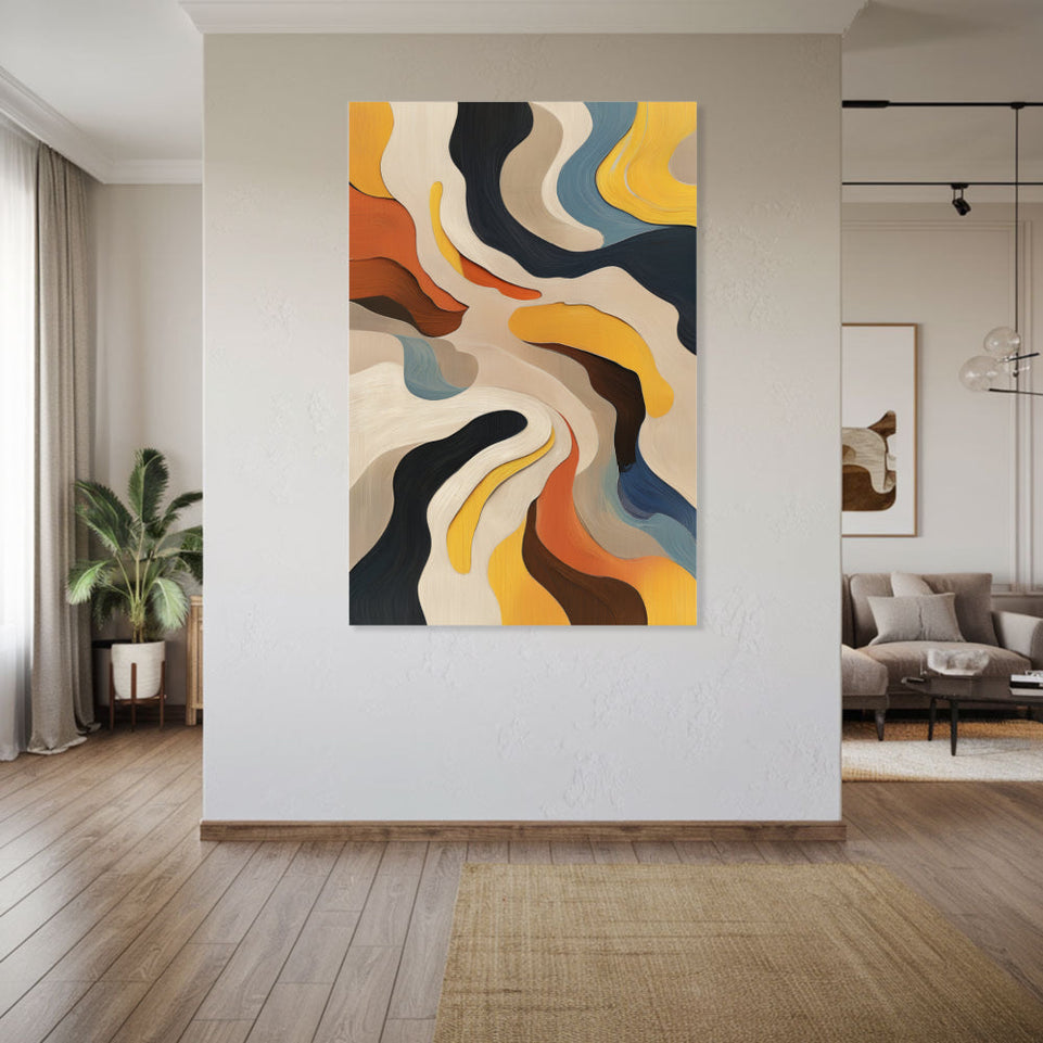 Sunny Waves Abstract Art Canvas Wall Decor June Wall Art