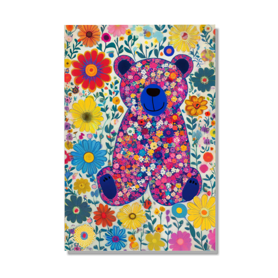 Floral Fantasy Bear Garden Delight Canvas Art for Home Decor and Nursery Wall Art June Wall Art