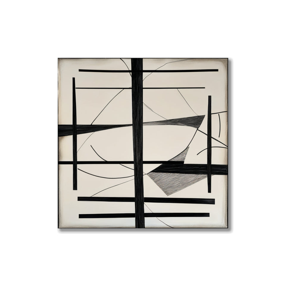 Abstract Geometric Harmony I Framed Canvas Art for Home Decor June Wall Art