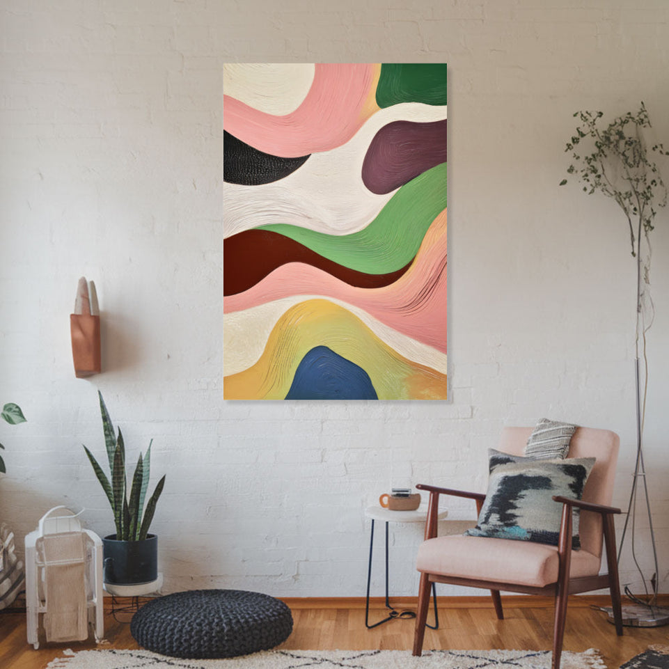 Abstract Waves of Serenity I Vibrant Modern Art June Wall Art
