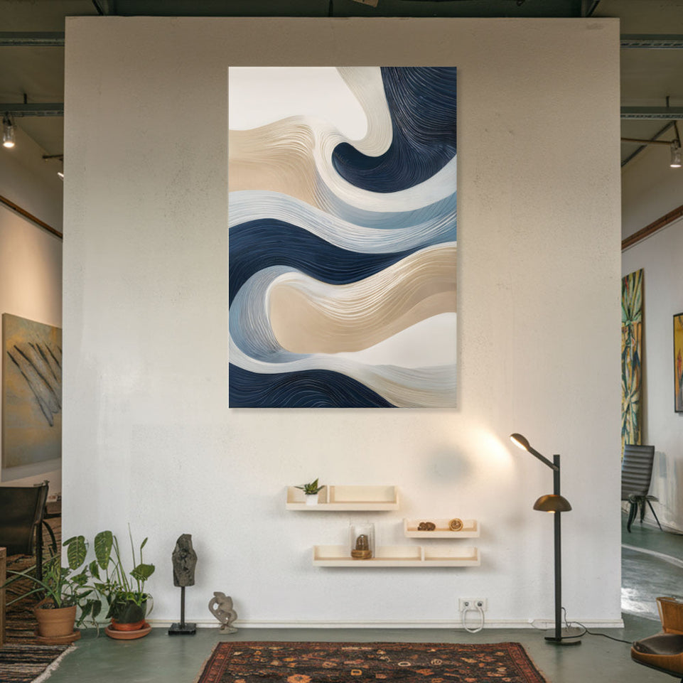 Serenity Waves Abstract Art Canvas Wall Decor June Wall Art