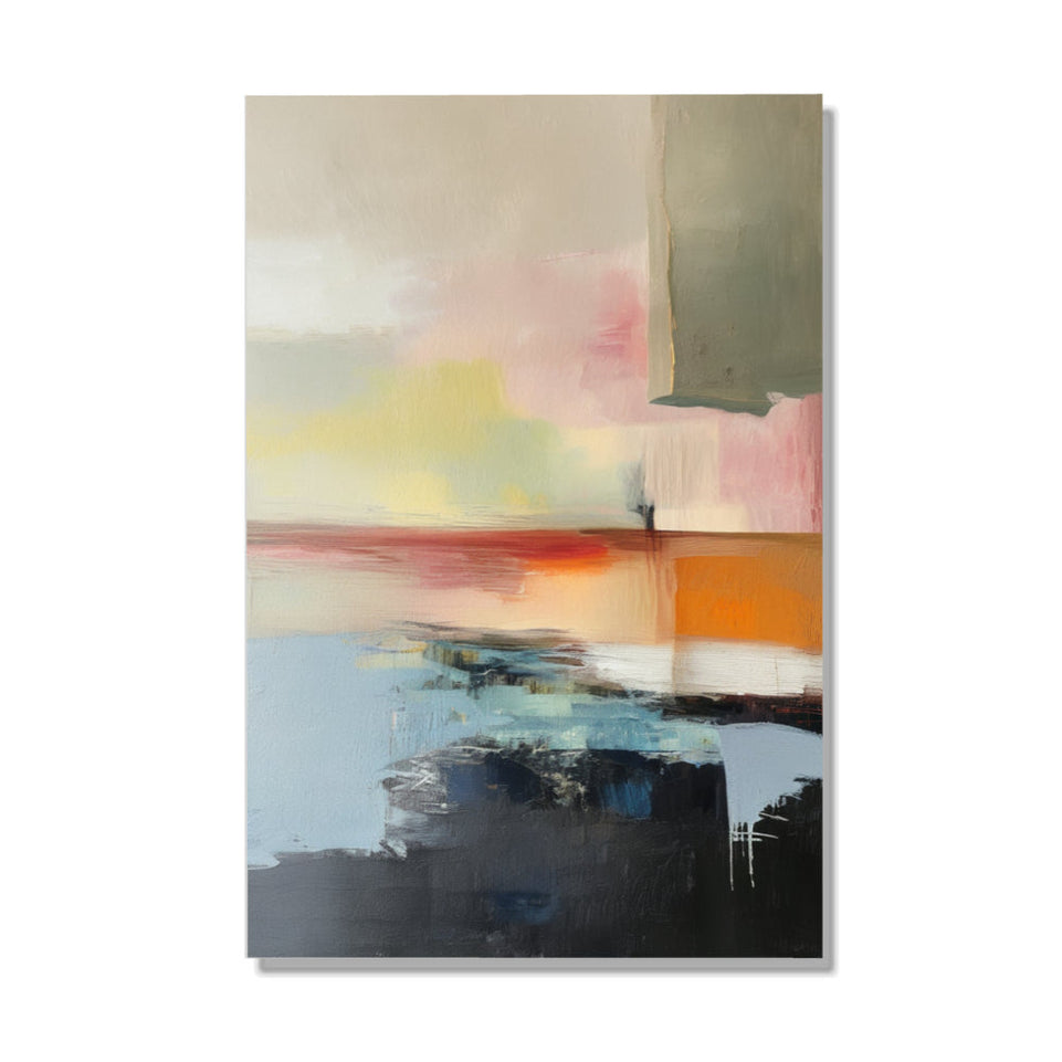 Abstract Sunset Reflections I Vibrant Canvas Art June Wall Art