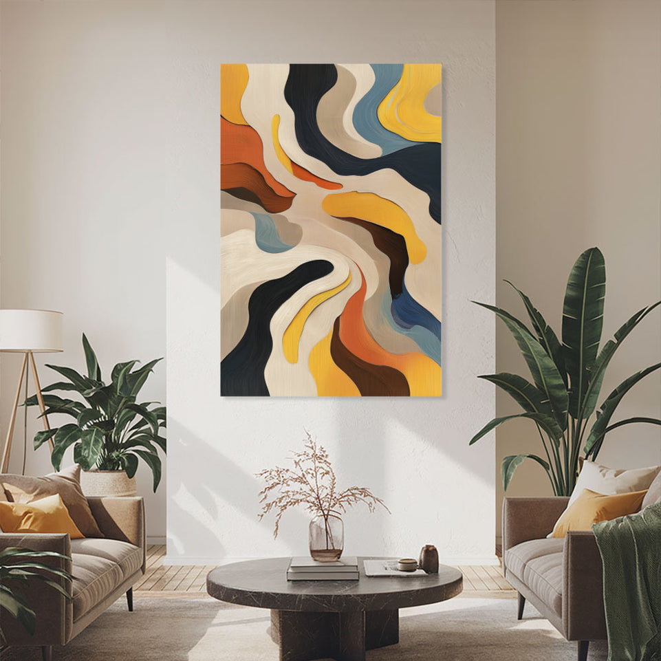 Sunny Waves Abstract Art Canvas Wall Decor June Wall Art