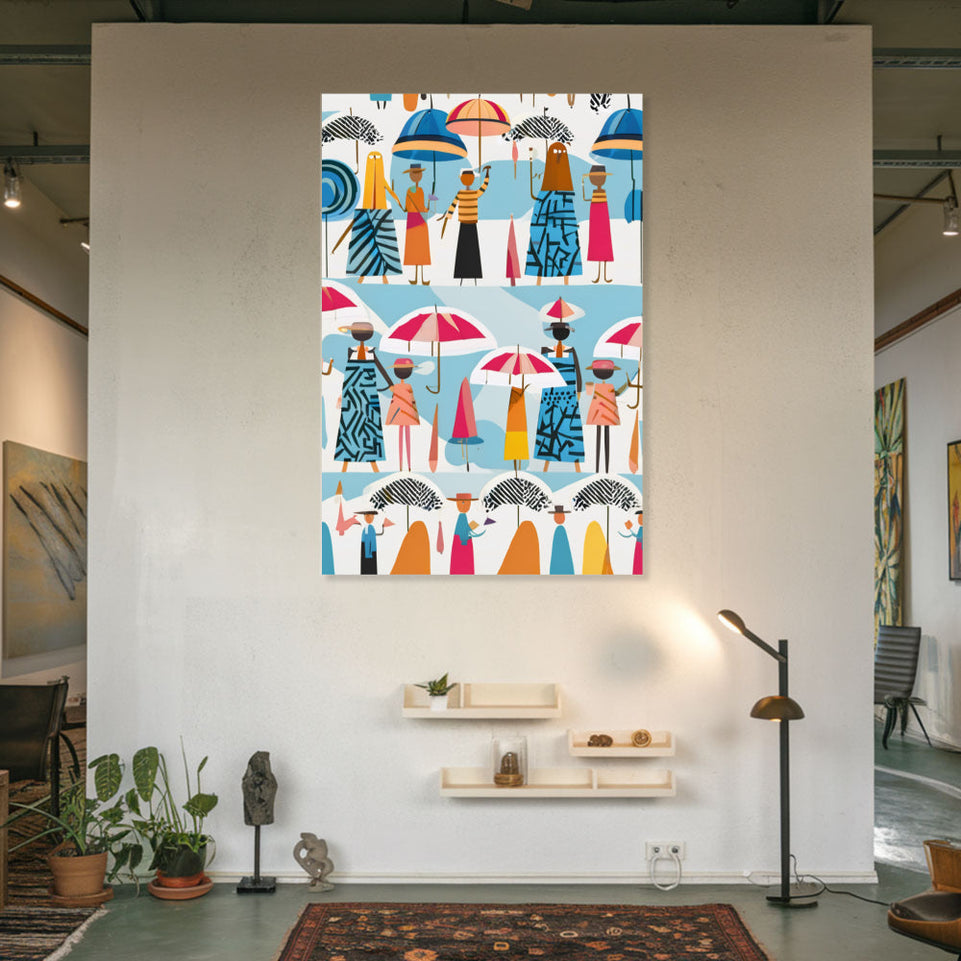 Rainy Day Parade Modern Art for Home Decor, Wall Art, Nursery Decor, Kids Room, Playroom Decor June Wall Art