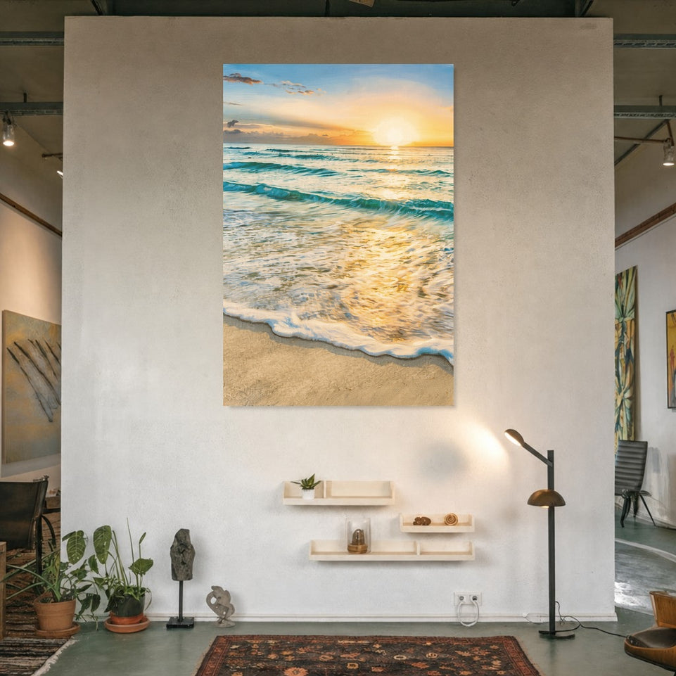 Serene Seaside Sunset Canvas Art Print Art Wall Art Wooden Frame for Coastal Home Decor Living Room Bedroom Relaxing Vibes Modern Abstract Home Decor Framed Canvas Painting Ready to Hang Artwork Living Room Bedroom Office Wall Decor