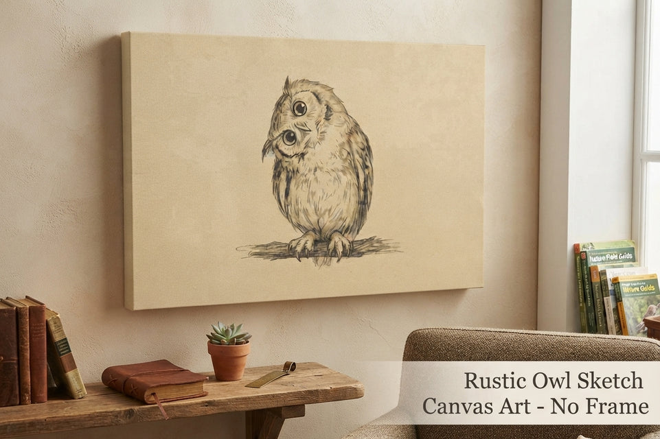 Charming Owl Illustration Canvas Art Print Art Wall Art Wooden Frame for Home Office Decor, Cute Animal Design for Nature Lovers and Kids' Rooms Modern Abstract Home Decor Framed Canvas Painting Ready to Hang Artwork Living Room Bedroom Office Wall Decor