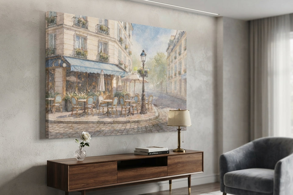 Charming Parisian Café Scene Canvas Art Print Art Wall Art Wooden Frame for Cozy Living Room or Elegant Dining Space Modern Abstract Home Decor Framed Canvas Painting Ready to Hang Artwork Living Room Bedroom Office Wall Decor