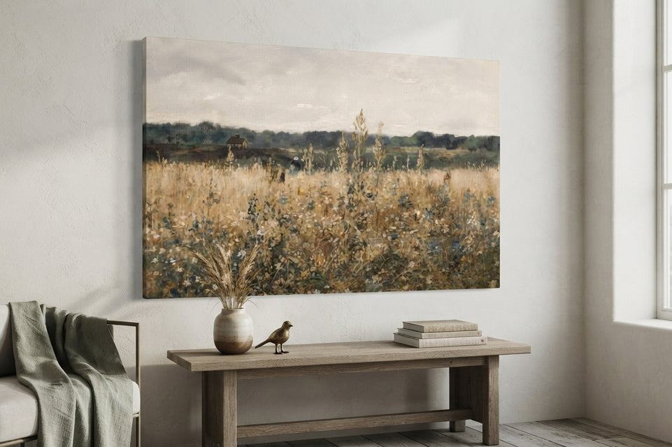 Serene Country Landscape Canvas Art Print Art Wall Art Wooden Frame for Living Room, Bedroom, Rustic Decor, Nature Lovers Modern Abstract Home Decor Framed Canvas Painting Ready to Hang Artwork Living Room Bedroom Office Wall Decor