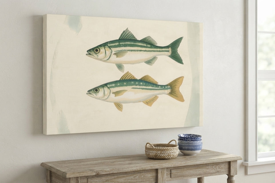 Elegant Sea Life Canvas Art Print Art Wall Art Wooden Frame with Striped Background for Kitchen Dining or Nautical Decor Modern Abstract Home Decor Framed Canvas Painting Ready to Hang Artwork Living Room Bedroom Office Wall Decor