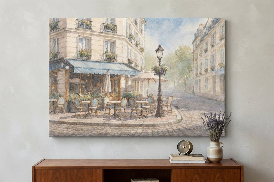Charming Parisian Café Scene Canvas Art Print Art Wall Art Wooden Frame for Cozy Living Room or Elegant Dining Space Modern Abstract Home Decor Framed Canvas Painting Ready to Hang Artwork Living Room Bedroom Office Wall Decor