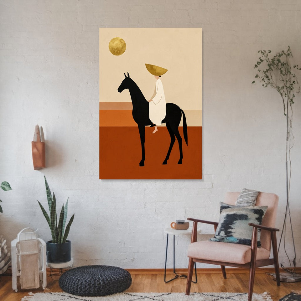Elegant Rider on Horse Canvas Art Print Art Wall Art Wooden Frame for Stylish Living Room and Bedroom, Unique Modern Abstract Artwork to Enhance Your Home Decor and Create a Beautiful Wall Aesthetic Modern Abstract Home Decor Framed Canvas Painting