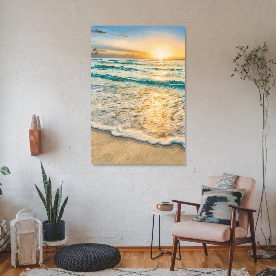 Serene Seaside Sunset Canvas Art Print Art Wall Art Wooden Frame for Coastal Home Decor Living Room Bedroom Relaxing Vibes Modern Abstract Home Decor Framed Canvas Painting Ready to Hang Artwork Living Room Bedroom Office Wall Decor