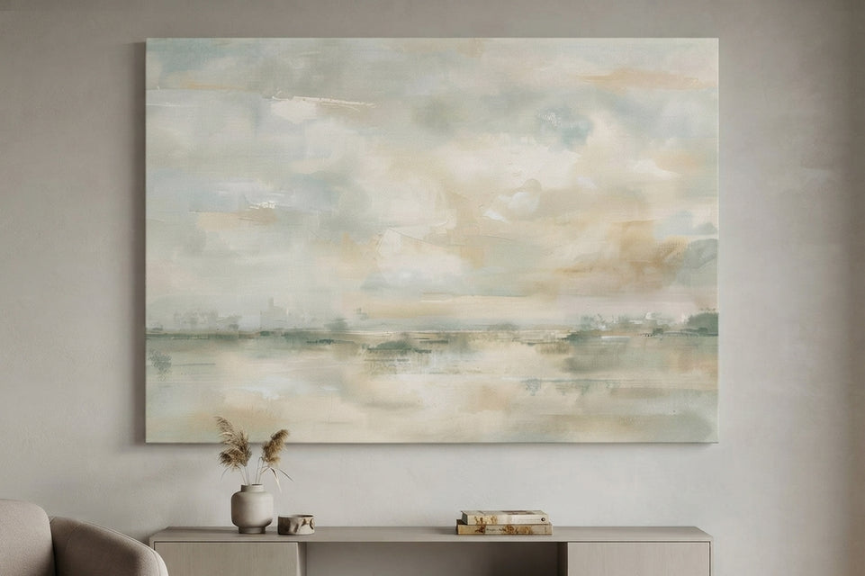 Soft Serenity Abstract Landscape Canvas Art Print Art Wall Art Wooden Frame for Calm Living Room Bedroom Decor Modern Abstract Home Decor Framed Canvas Painting Ready to Hang Artwork Living Room Bedroom Office Wall Decor Premium Poster Print for Home
