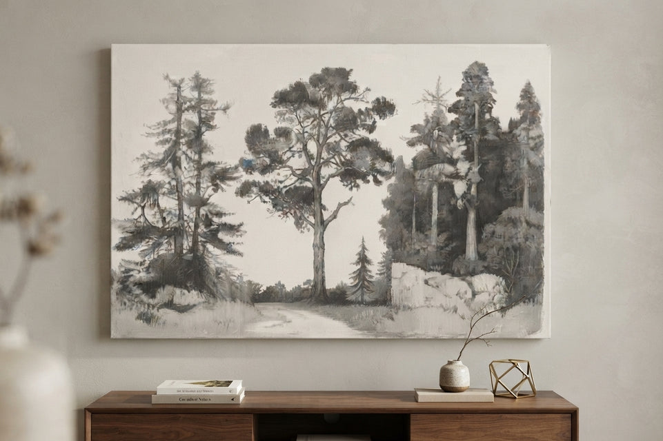 Serene Nature Landscape Canvas Art Print Art Wall Art Wooden Frame - Perfect for Living Room or Office Decor with Tranquil Tree Scenes and Earthy Tones Modern Abstract Home Decor Framed Canvas Painting Ready to Hang Artwork Premium Poster Print for Home