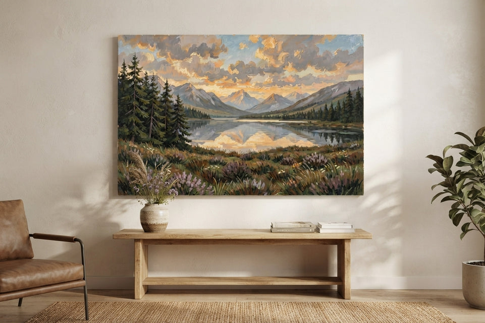 Serene Mountain Reflection Canvas Art Print Art Wall Art Wooden Frame Nature Landscape Decor for Living Room Bedroom Office Modern Abstract Home Decor Framed Canvas Painting Ready to Hang Artwork Living Room Bedroom Office Wall Decor